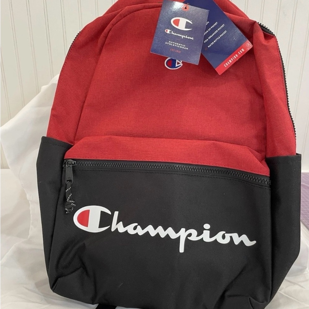 Champion Backpack Black/Red, Laptop Sleeve, Padded Straps New with tags